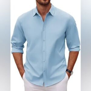 5 For $25✨️Bellissimo Mens Blue Dress Shirt Collard Button DownTop 14 R 32/33